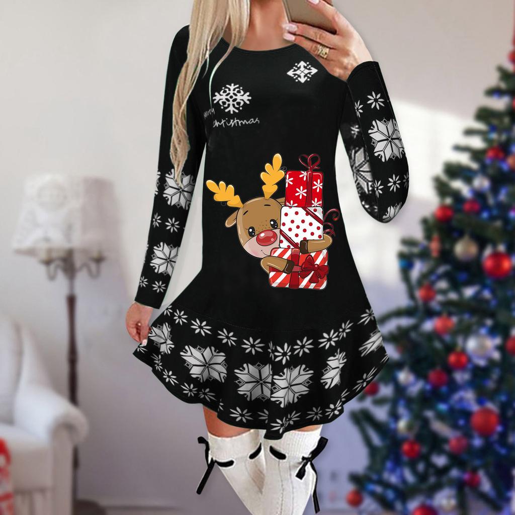Women's Christmas Printed Dress Base Shirt