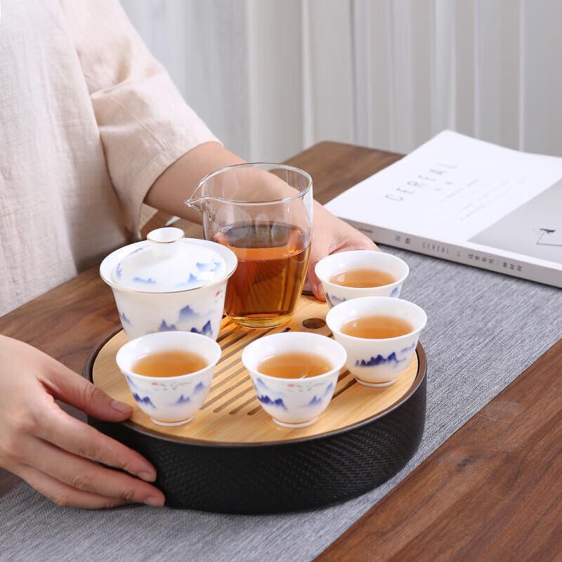 Portable White Porcelain Travel Tea Set with Gaiwan