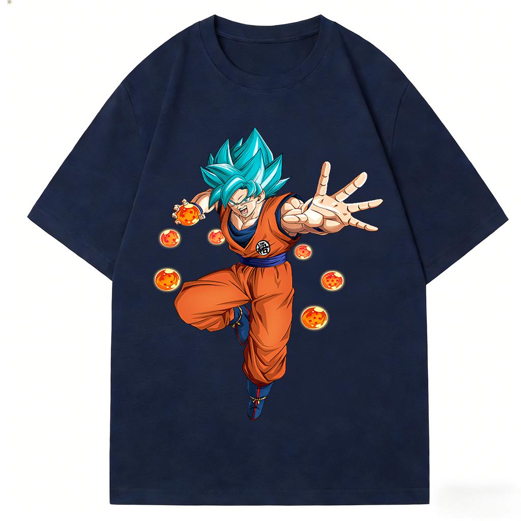 Dragon Ball Super Son Goku Super Saiyan Blue TShirt Anime Graphic Print Crew Neck Pure Cotton High Street Tops For Men Women