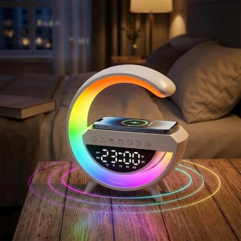 Bluetooth Speaker Wireless Charger Table Lamp RGB Alarm Clock Sound Box LED Portable Mini Party Loudspeaker