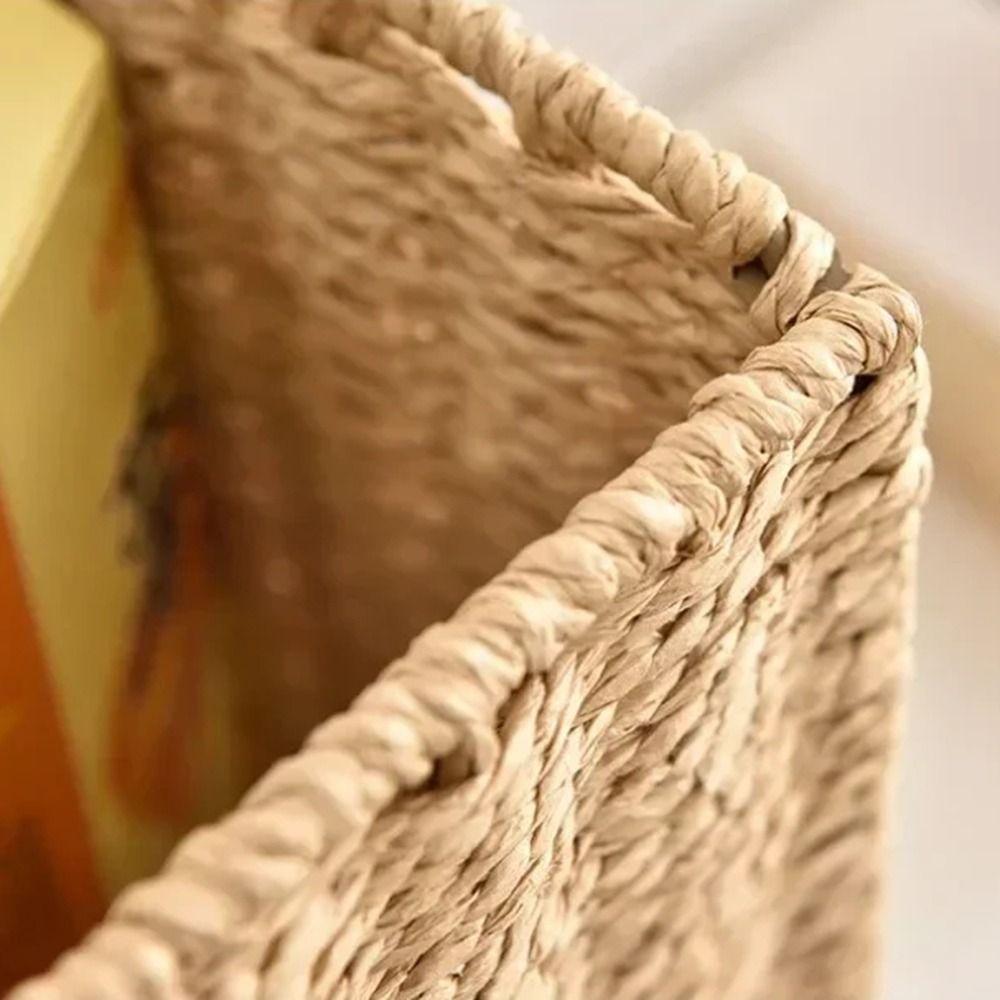 Hand Woven Foldable Storage Box Square Sundries Organizer Imitation Rattan Basket  Picnic