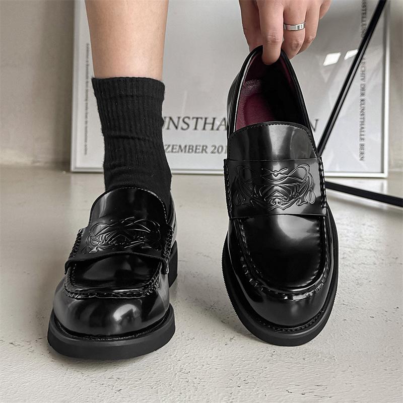 

2025 new couple business pure black loafers, soft and comfortable inner and outer materials, trendy dress leather shoes 5106-J 46