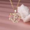 Trendy Love Heart Flower 26 Letters A-Z Pendant Necklace Vintage Gold Color Chains Necklaces For Women Wedding Jewelry Girl Gift