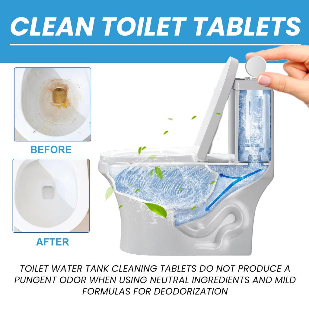 Jaysuing Toilet Cleaning Tablets Flush Deodorizes Toilet Automatic Bleach Toilet Bowl Cleaner Stain Remover Tablet Flush Deodorizes Toilet Deodorant