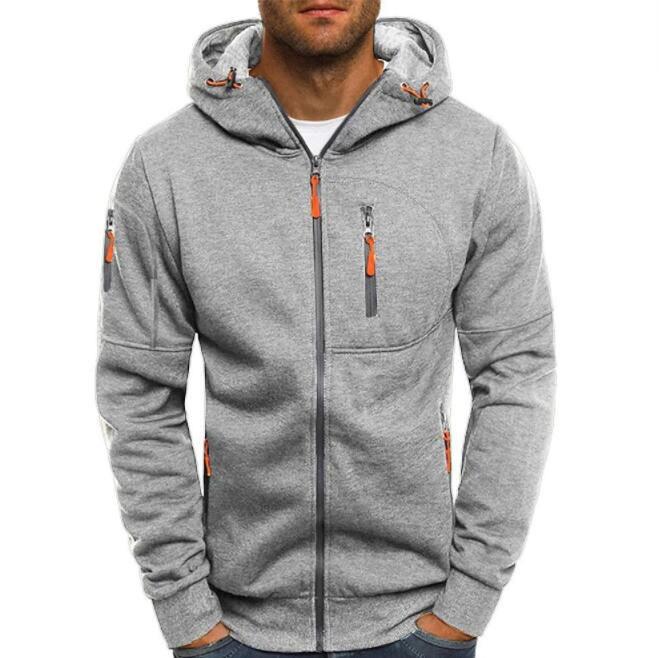 Plus Size Men's Zip Arm Hoodie: Autumn/Winter Sports Casual Sweatshirt Jacket