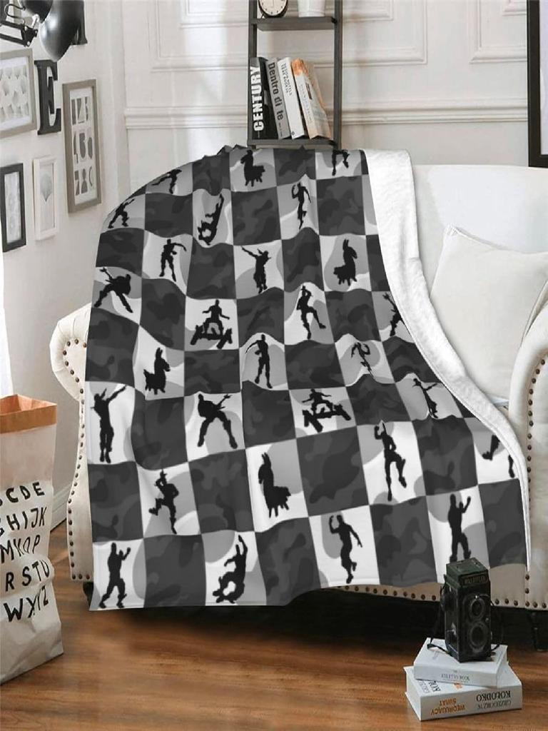 Cozy Flannel Throw Blanket Soft GamesThemed Decor for Kids Teens and Adults Perfect for Birthday Gifts Grey x Inches