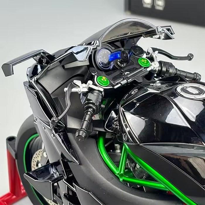 zmart 1/6 Kawasaki Racing Ninja 500 H2R Motorcycle Simulation Sound & Light Bike Model - Diecast Black