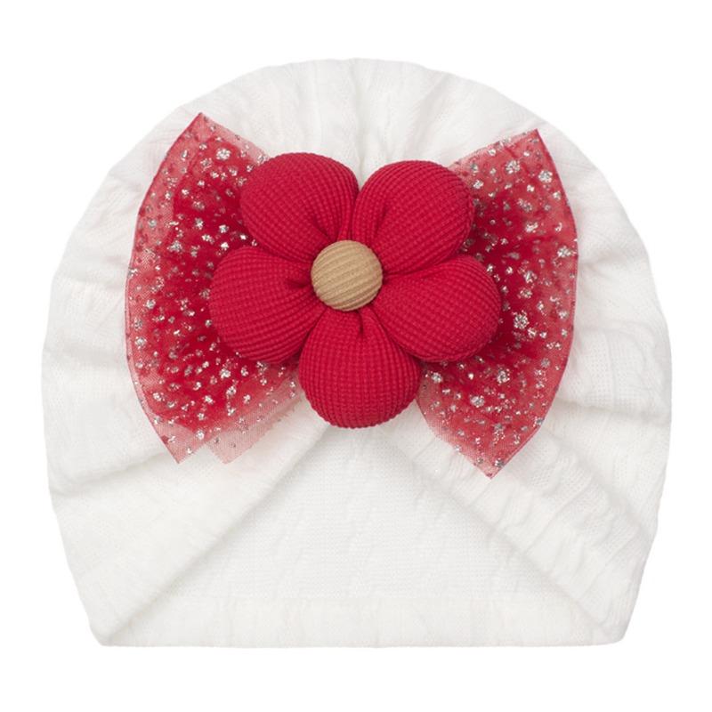 Spring new children's hats, bronzing mesh bow flower baby hats, cute baby hats