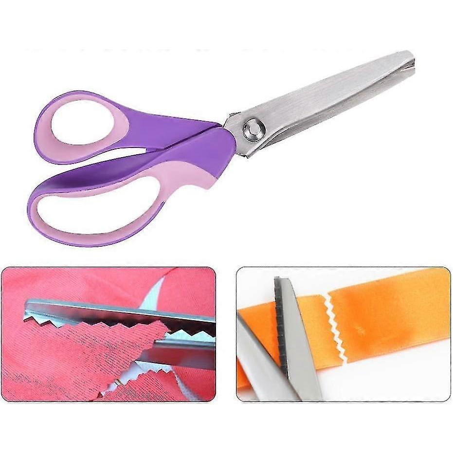 Pinking Scissors 23.5cm Professional Stainless Steel Sewing Scissors For Crafts, For Leather, Cotton, Paper, Fabric (purple) - DD