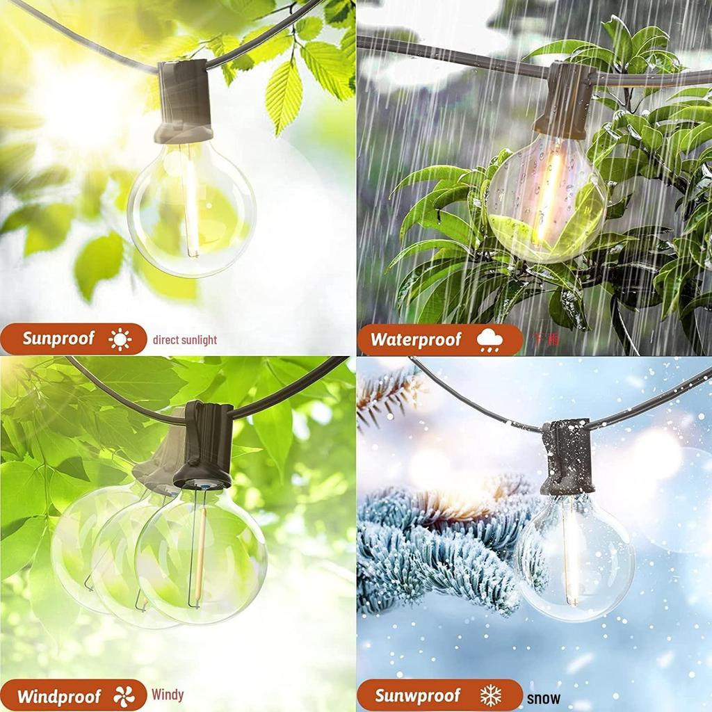 Vintage LED Solar Waterproof Outdoor String Lights for Garden and Patio Decoration