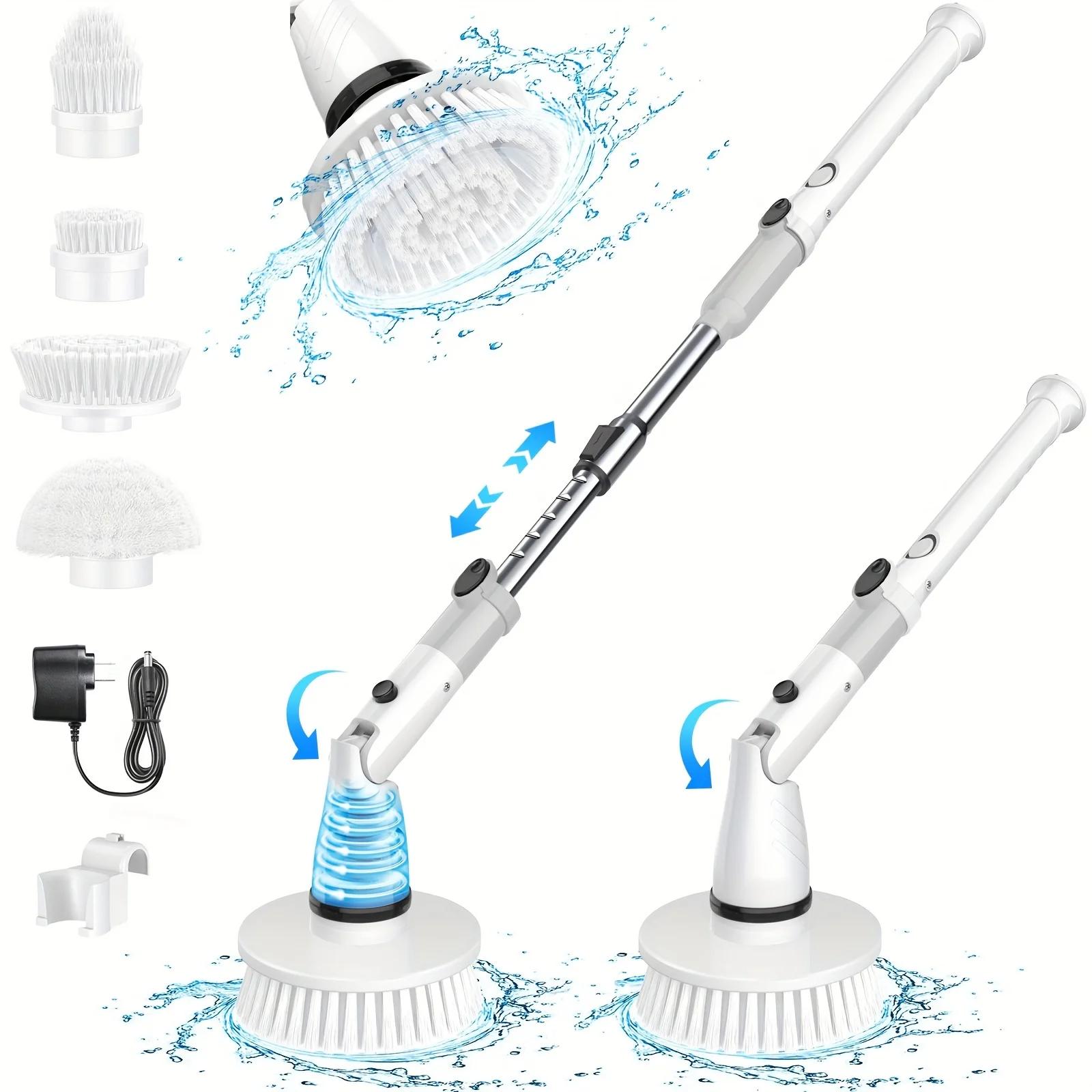 

Electric Spin Scrubber - Cordless Cleaning Brush with 4 Heads and Extended Handle for Bathroom, Kitchen and More US