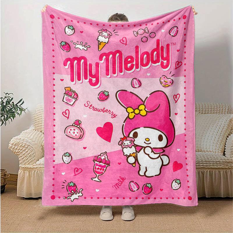 1pc My Melody Strawberry Delight Themed Blanket, Cute Design for Room Decor, Soft Throw Blanket Perfect as Birthday Gift or Housewarming Present, Suit
