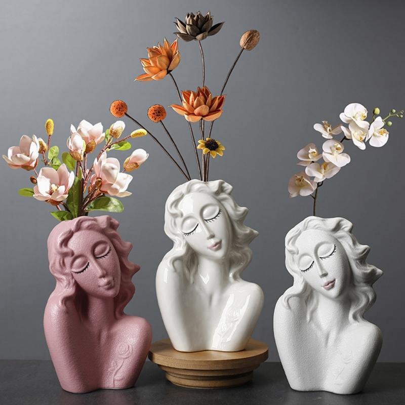 Succulent Planter Silicone Mould Girl Shape Handmade Concrete Vase Casting Mold Creative Resin Craft for Home Decors