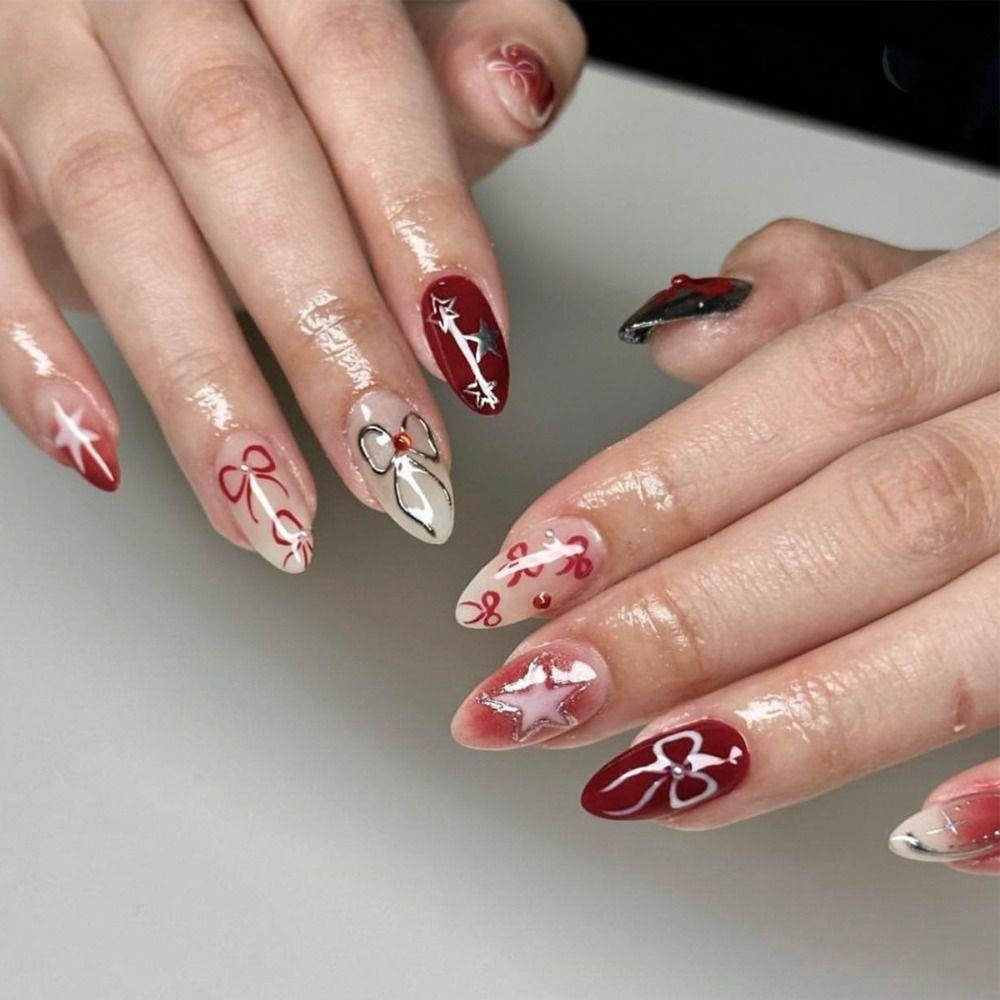 Long Almond Fake Nials Elegant Press on Nails Manicure False Nails  Women