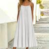 Damen Casual Ärmelloses Plissiertes Träger-Midikleid Lockere Passform