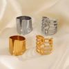 Exaggerated Trendy Geometric Line Ring Woman And Men Individual Ethnic Style Gold Plated Stainless Steel Open Rings