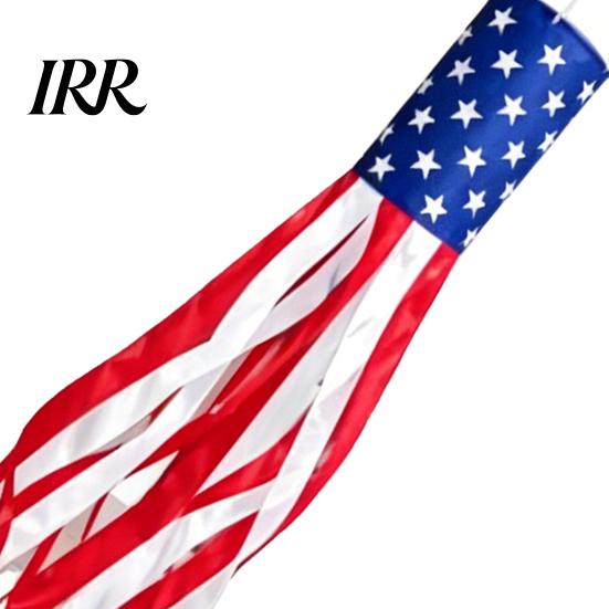 Wall Mounted Flag LED Patriotic Windsock, Red White Blue American Wind Sock with Fourth Of July Decoration 10 Streamers, 3 Lighting Modes, 4th