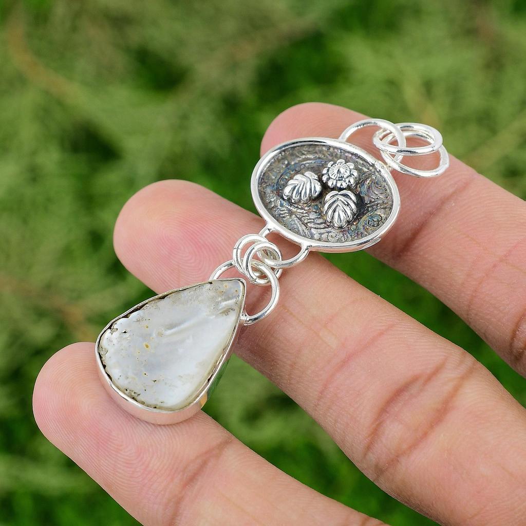 Daughters Day Sale 925 Sterling Silver Natural Mother Of Pearl Sister Pendant