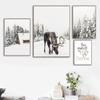 Juldekor Vinter Snö Skog Rådjur Älg Uggla Solljus Målning Landskap Heminredning Canvas Affisch Konsttryck Väggbild