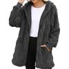 Women's Fashionable Casual Warm Thick Checkered Plush Mid-length Elegant Button And Zipper Cardigan Coat