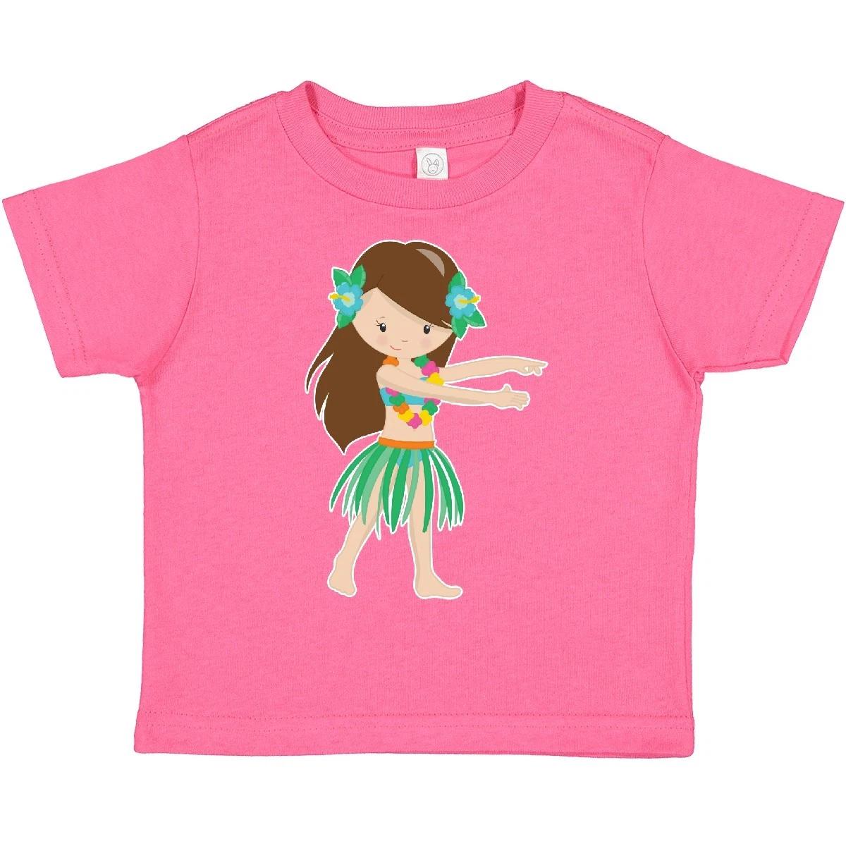 Inktastic Brown Haired Hula Girl Toddler T-Shirt Brunette Adorable Cute Vacation 130