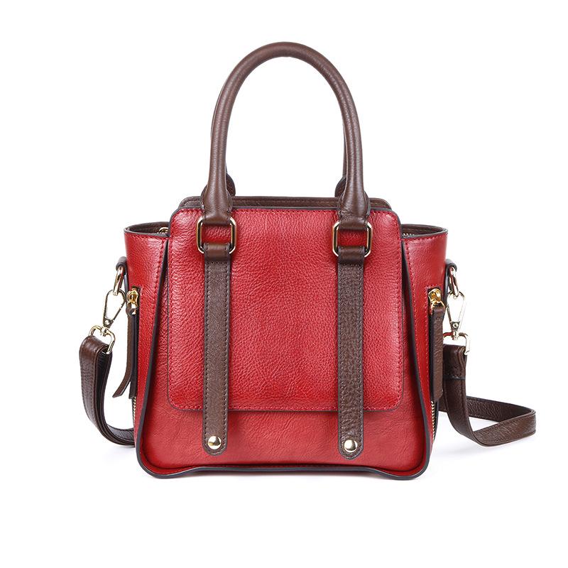 Vintage head layer cowhide handbag texture brown ladies crossbody bag urban simple single shoulder bag fashion