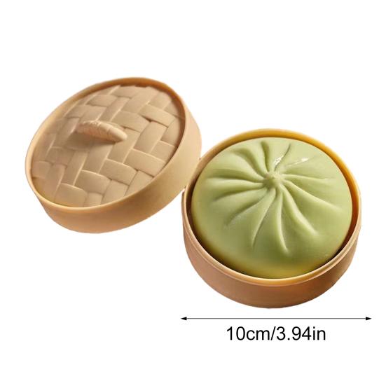 Yousheng Simulation Steamed Bun Squeeze Toy with Steamer Stress Anxiety Relief Stuffed Bun Sensory Toy Soft TPR Calming Chinese Breakfast Fidget Toy