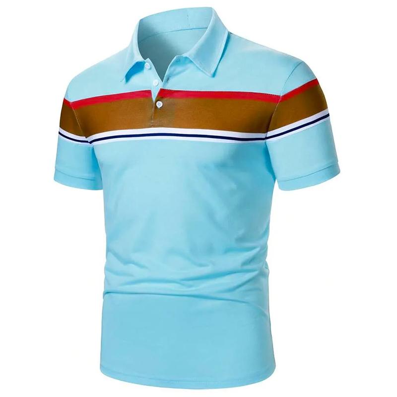 Haine de vară pentru bărbați Mânecă scurtă cu dungi Polo pentru bărbați Casual Elasticitate Polo pentru golf Topuri