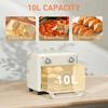 10L Air Fryer Oven, Mini Oven, Oil Free Cooking, Grill, Roast, Bake, with Adjustable Temperature, Timer, Dishwasher Safe, 1000W, Cream White