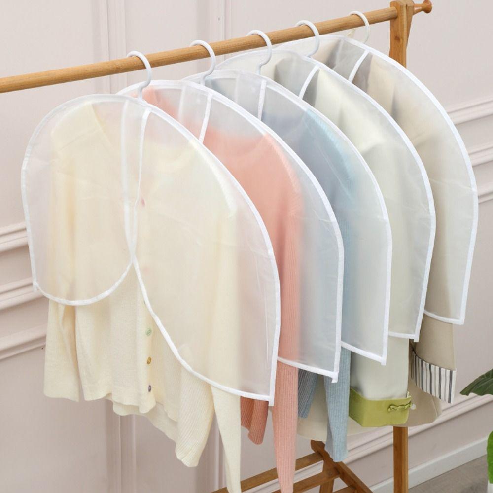 5Pcs Half-Body Design Clothes Dust Cover Moistureproof Reusable Hanging Suit Cover Dustproof Durable Transparent Closet Cover