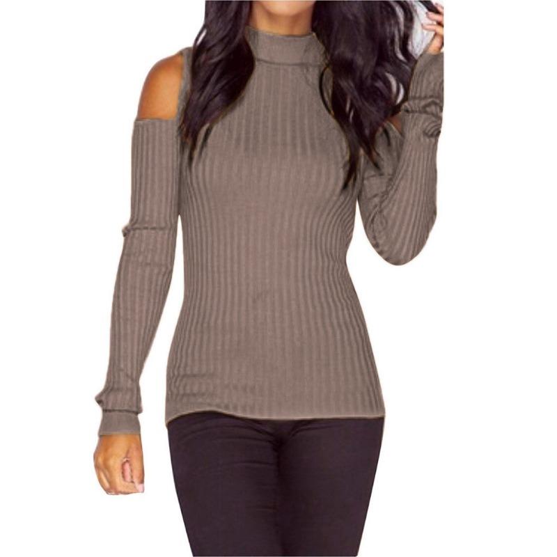 

Жіночий осінньо-зимовий трикотаж з довгим рукавом без бретелей з високою горловиною S хакі