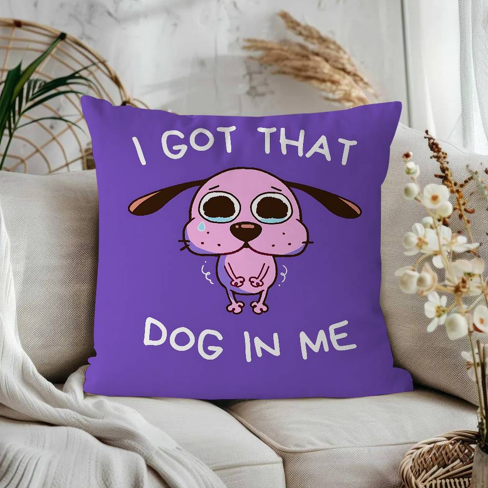 

Cute Courage The C-Cowardly Dog Pillow Gift Home Office Decoration Bedroom Sofa Car Cushion Cover Case 45x45 12x12Inch