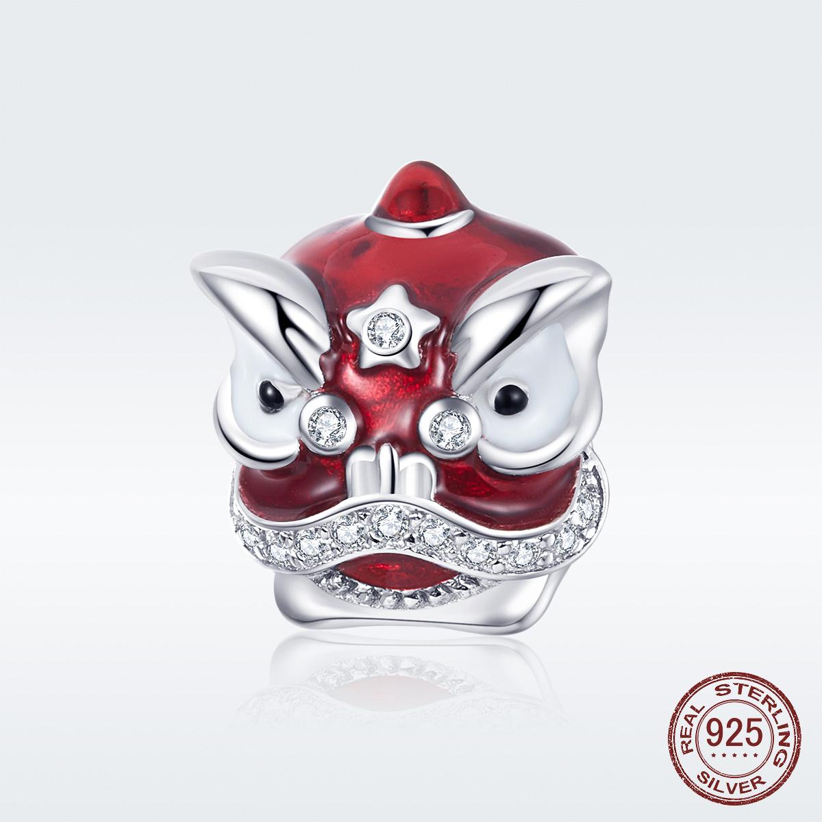 

925 стерлингового серебра китайский лев эмаль металлические бусины для Weomen ювелирные изделия изготовление шарм для оригинального браслета