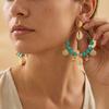 Aesthetic Turquoise Shell Dangle Earrings for Women Face-Framing Large Boho Hoops Photogenic Summer Vacation Jewelry Gift
