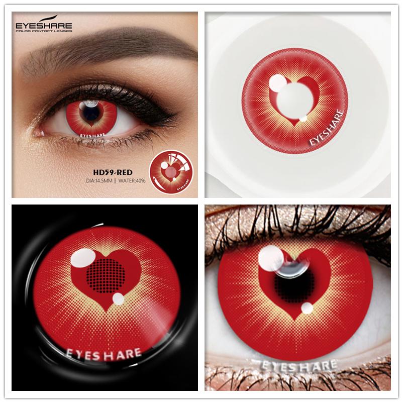 Eyeshare Lenti a contatto colorate per occhi 1 paio di lenti colorate per cosplay anime blu rosse per Halloween lenti a contatto trucco di bellezza