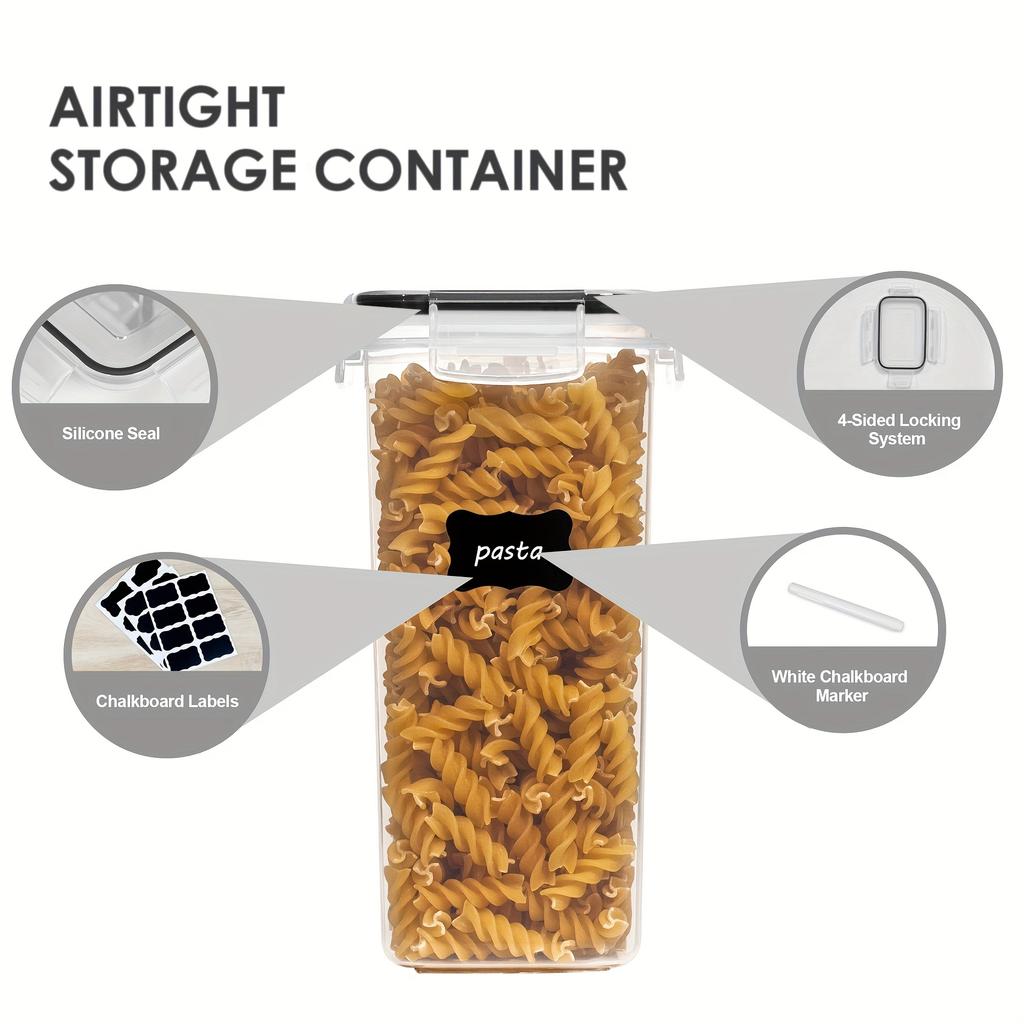 Food Storage Containers 6Pcs-1Set PP Plastic Airtight Grain Storage Box Kitchen Organizer Pantry Dry Food Rice Flour