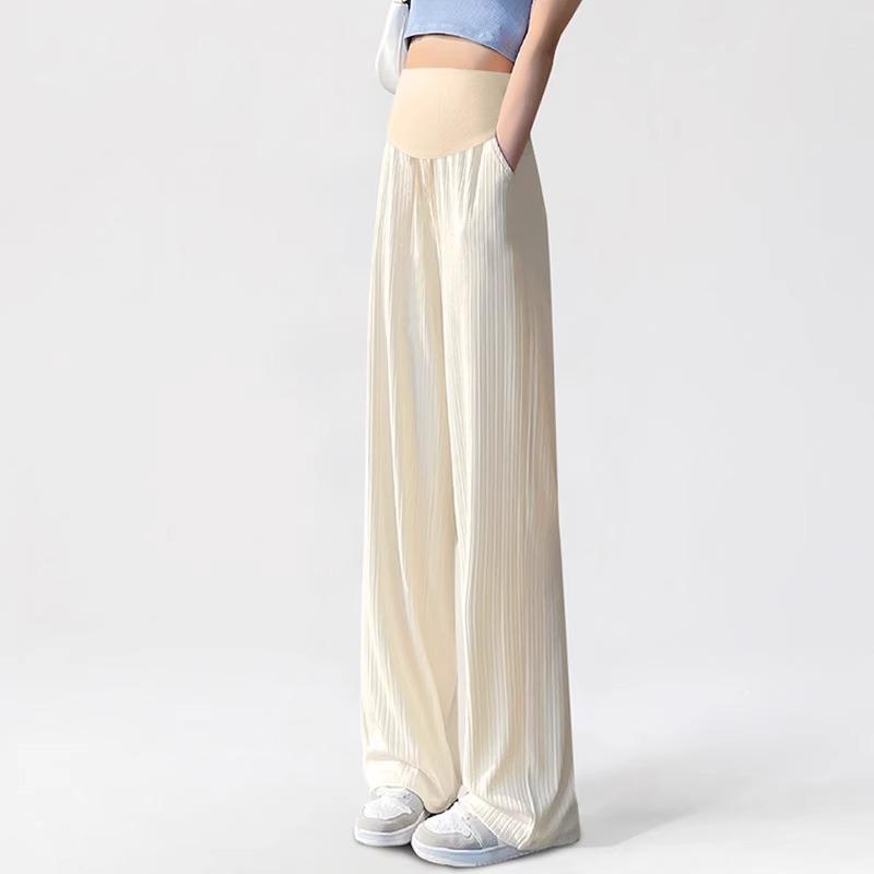 

Maternity pants summer outer wear new thin pregnancy ice silk wide leg pants do not restrain the belly small maternity wear large size [suitable for 110-67.5kg]