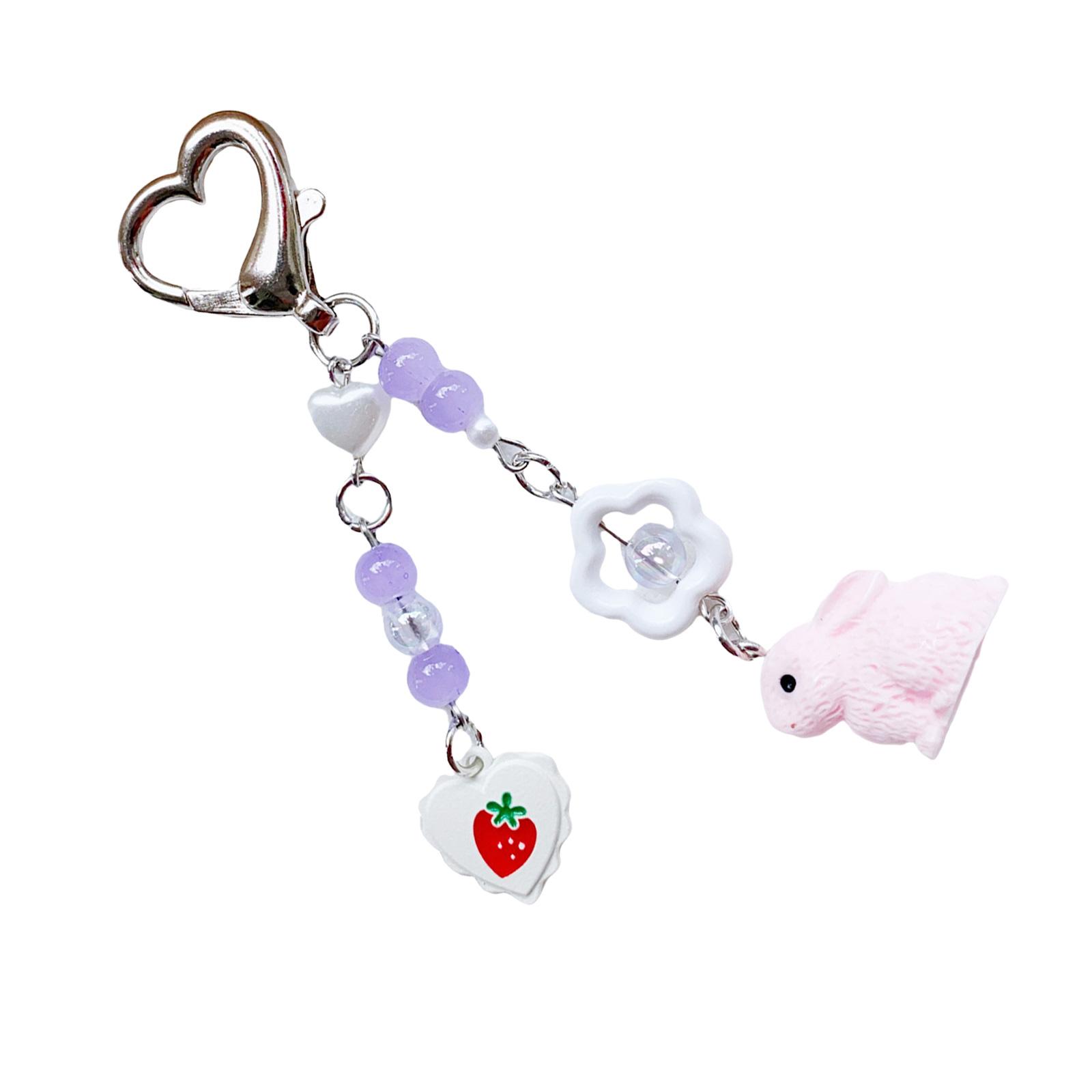 

Клубничные кролики Акриловые подвески для телефона Эстетика Цепочка для телефона Ремешок Аксессуары для сумок и камер T1 розовый