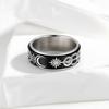 Rotatable Stress Relief Ring Eternal Star And Moon Design Mens Fashion Jewelry