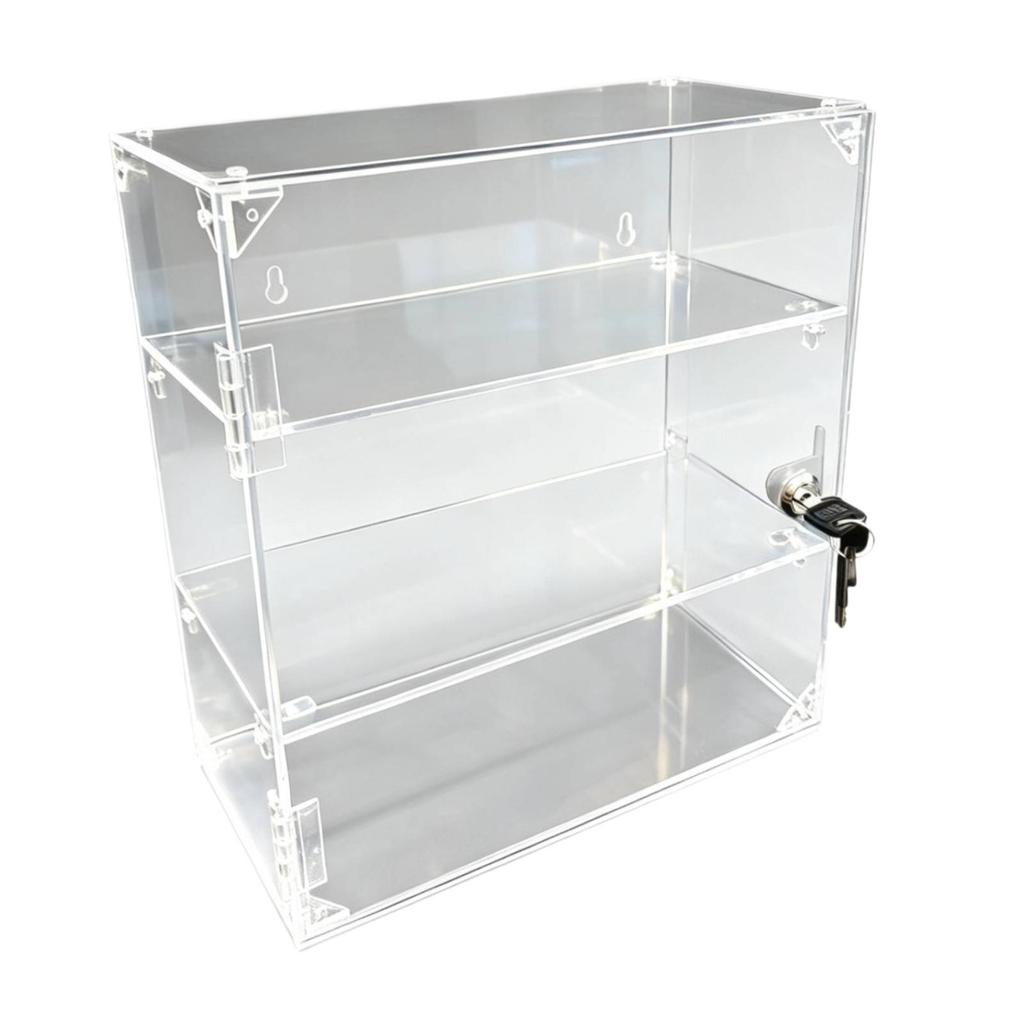 Acrylic Display Cabinet with Lock And Key, Stackable, Dustproof, Removable, Desk Organizer Box,