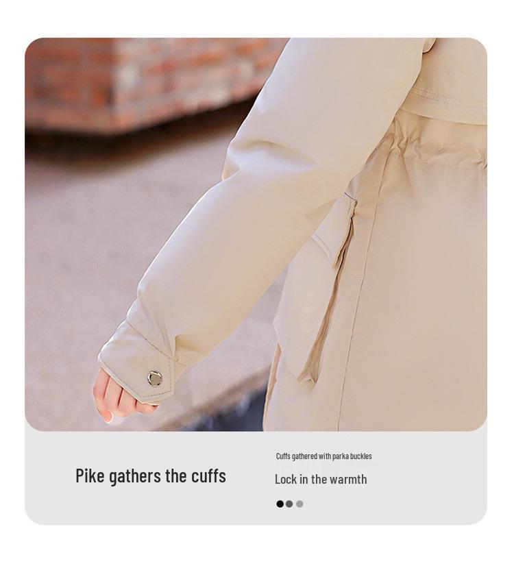 Women's Mid-Length Parka with Removable Lining and Collar - Versatile Three-in-One Winter Coat, Stylish Waist-Hugging Cotton-Padded Design.