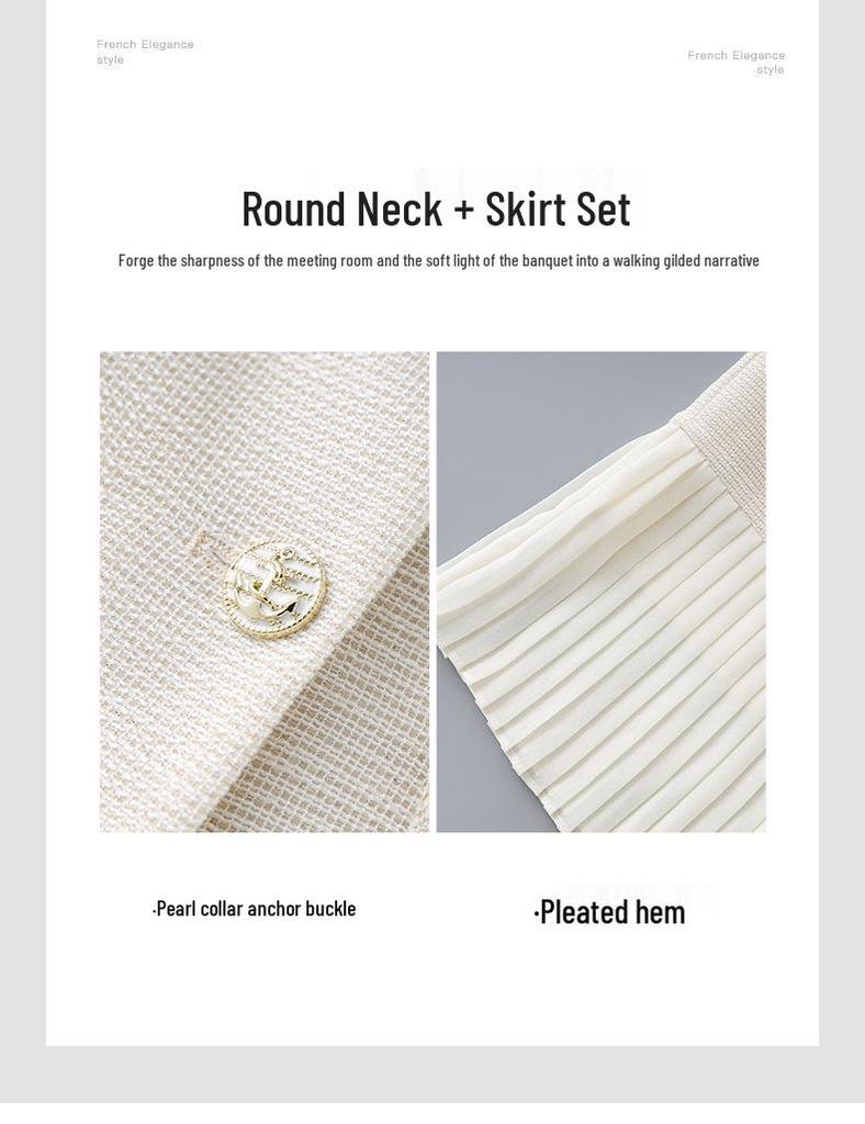 High-End Xiaoxiang Style It Girl Two-Piece Set: Small Jacket + Pleated Midi Skirt