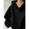 Autumn and Winter Women's Sportswear Solid Color Long Sleeved Hooded Solid Color Loose Sweatshirt