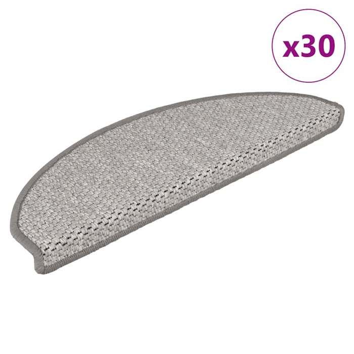 VidaXL Tapis d'escalier autocollants 30 pcs 65x21x4 cm platine, bande de roulement, tapis de bande de roulement d'escalier, 3365870