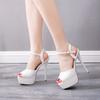 Fashion Summer Fashion Platform Thin High Heels Womens Sandals Sexy Open Toe Buckle Strap Stripper Prom Party Shoes Female Pumps