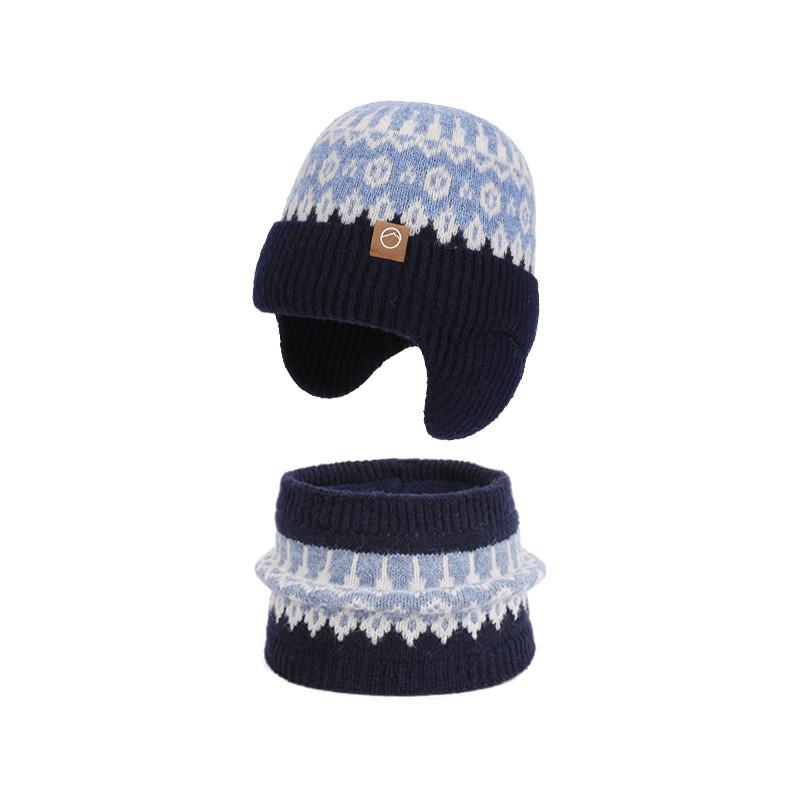 Men Women Fleecelined Knit Hat With Earmuffs And Neck Cover For Cold Outdoor Activities темно-синий