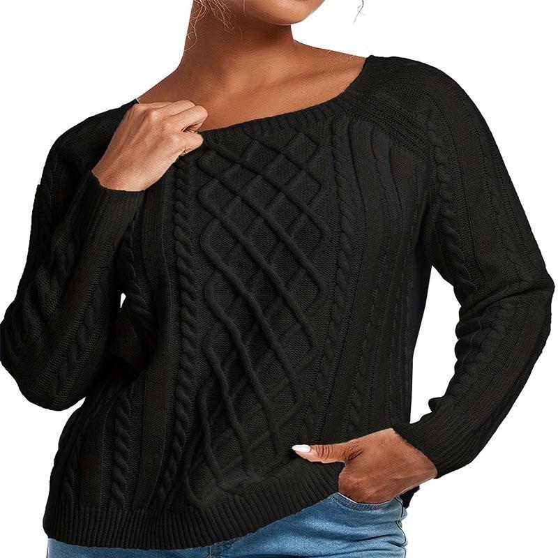 Autumn and Winter Women's Twist Knit Pullover Sweater