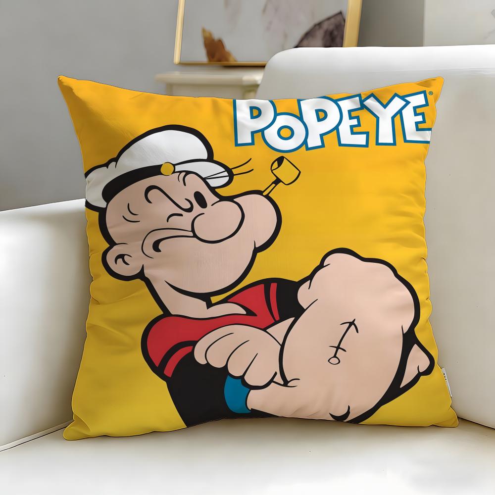 Classic Cartoon Popeye the Sailor Cushion Cover Soft  EasyWash Pillow Case  Versatile for Couch Bed Travel and Office