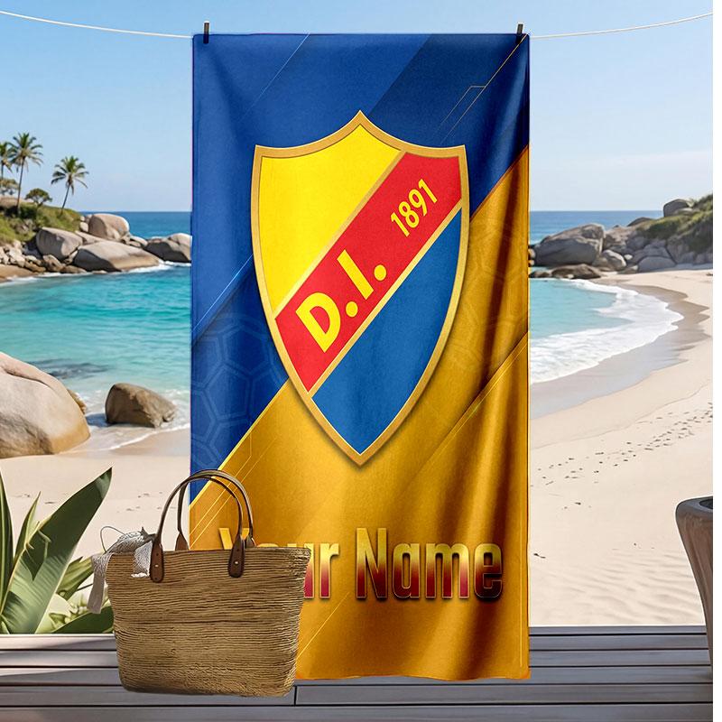 Telo Mare Personalizzato Stampato Djurgårdens IF Logo Calcio Supporto Nome Personalizzato Testo Asciugamano Assorbente Per Sport Viaggio Regalo Speciale
