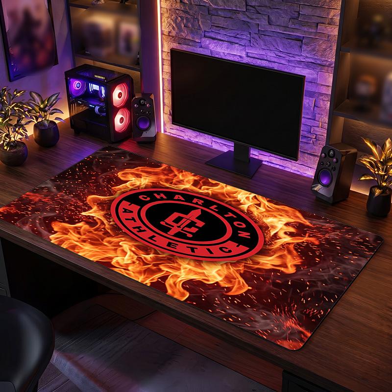 Charlton Athletic FC Theme Pattern Mouse Pad, Soccer Logo Design XXL Gaming Desk Mat Non-Slip Computer Mouse Pad